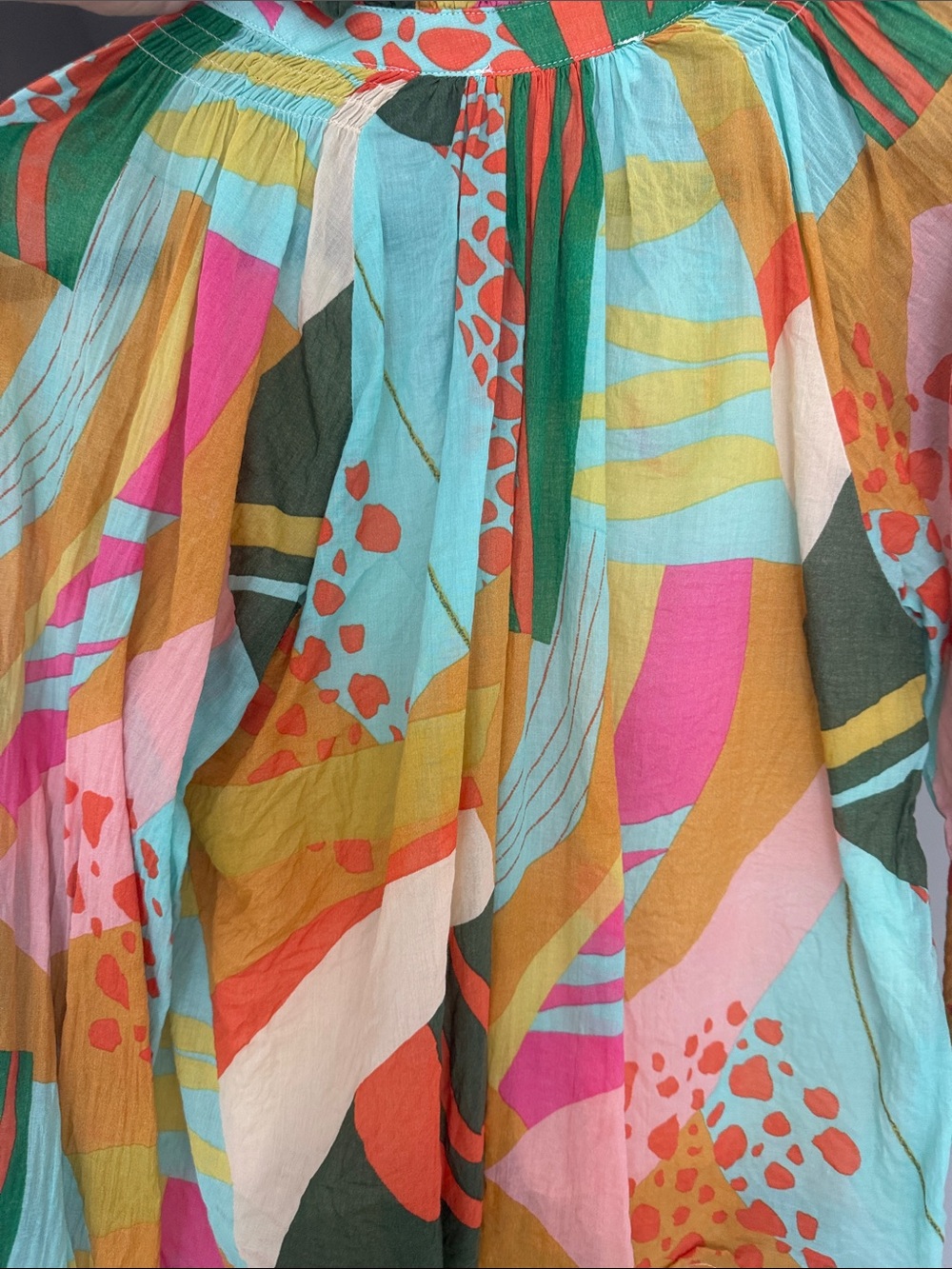 Colorful Abstract Print Peasant Blouse - Multi - Picture 3 of 3